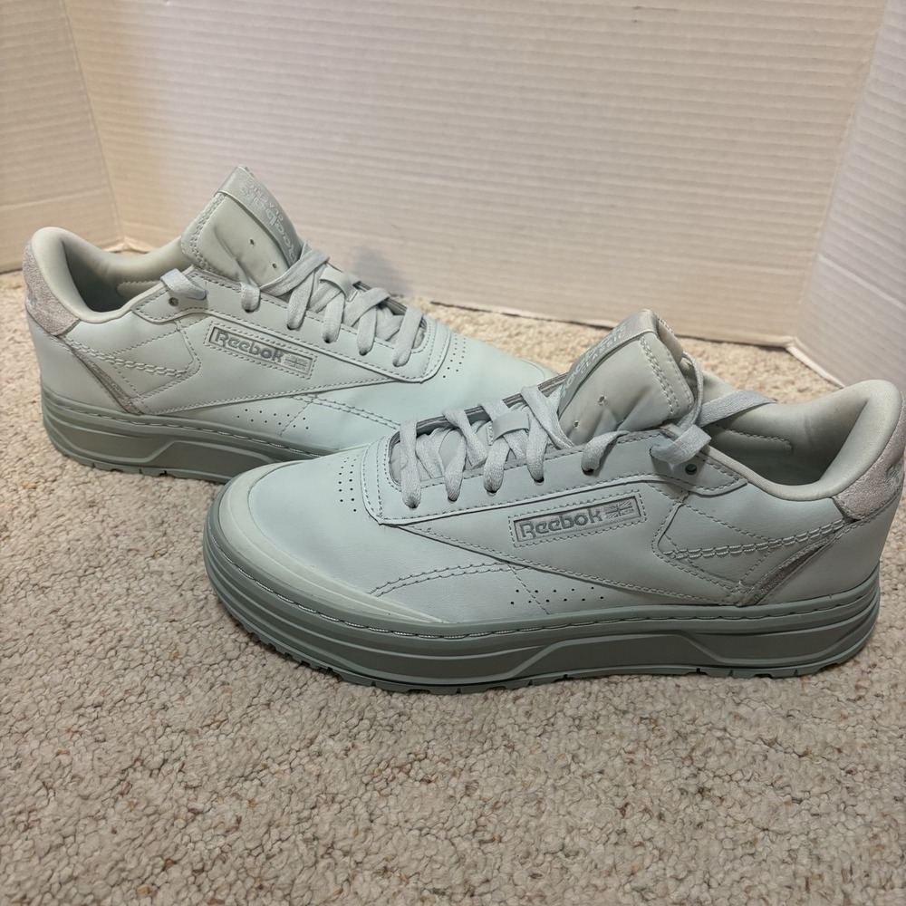 Reebok Club C Women's Classic Leather Sneakers Mint Green Platform Size 10